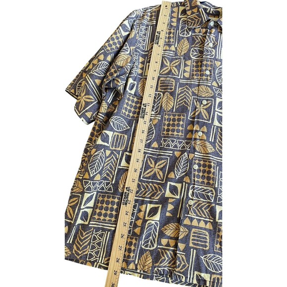 Reyn Spooner Mens L Leaf‎  Polka Dot Print Brown Shirt Cotton Button Up FLAW - Picture 5 of 11